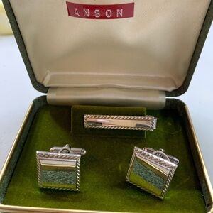 Vintage anson cuff links and tie clip